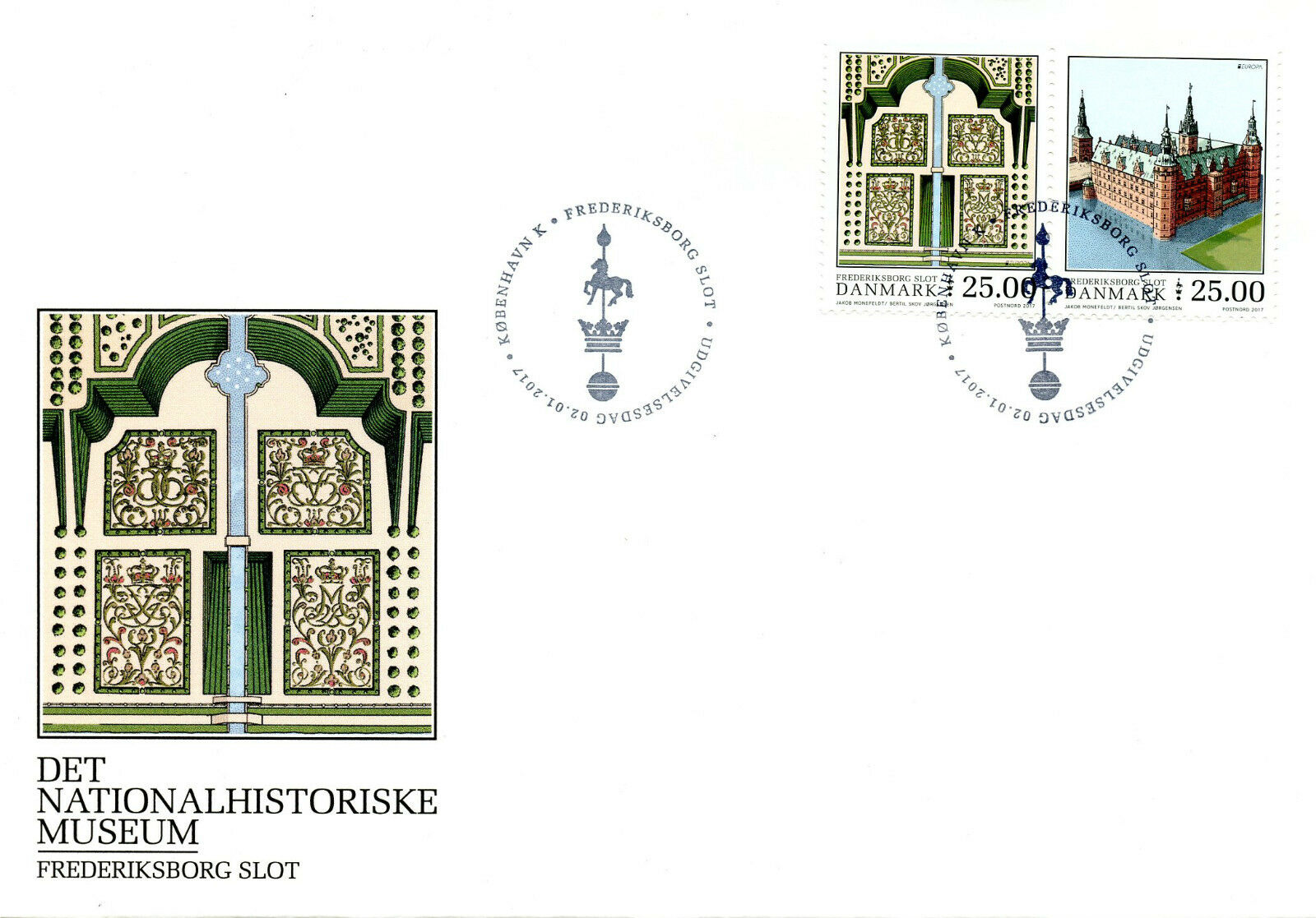 Denmark 2017 FDC Europa Frederiksborg Castle 2v Set Cover Castles Stamps