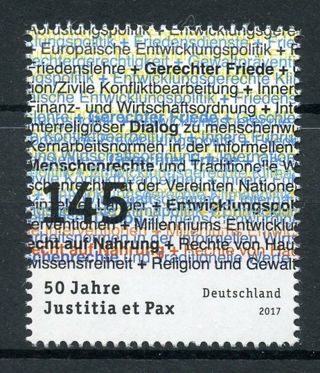 Germany 2017 MNH Justitia et Pax 50 Years Justice Peace 1v Set Stamps