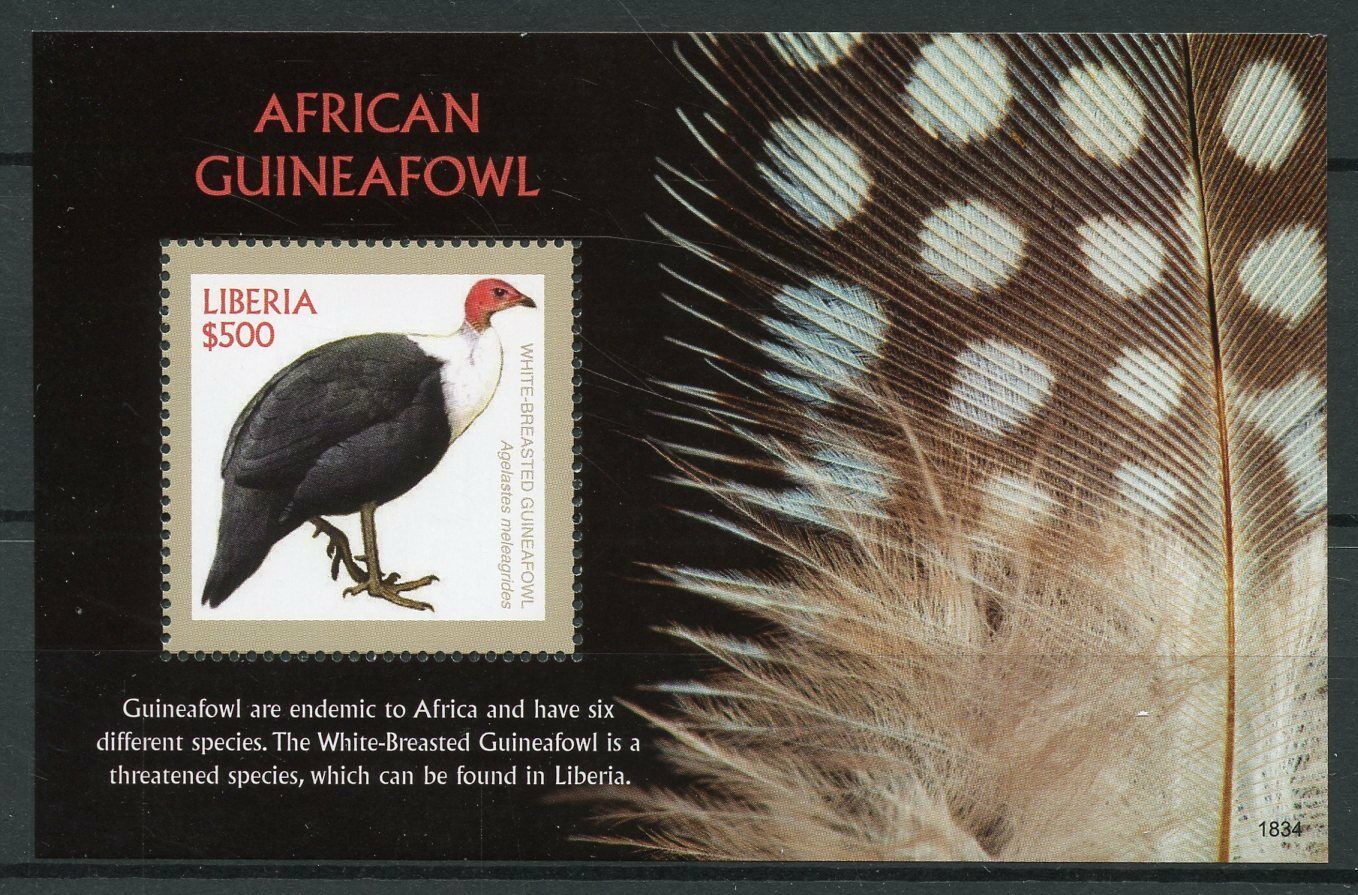 Liberia 2018 MNH Birds on Stamps African Guineafowl Fowl 1v S/S
