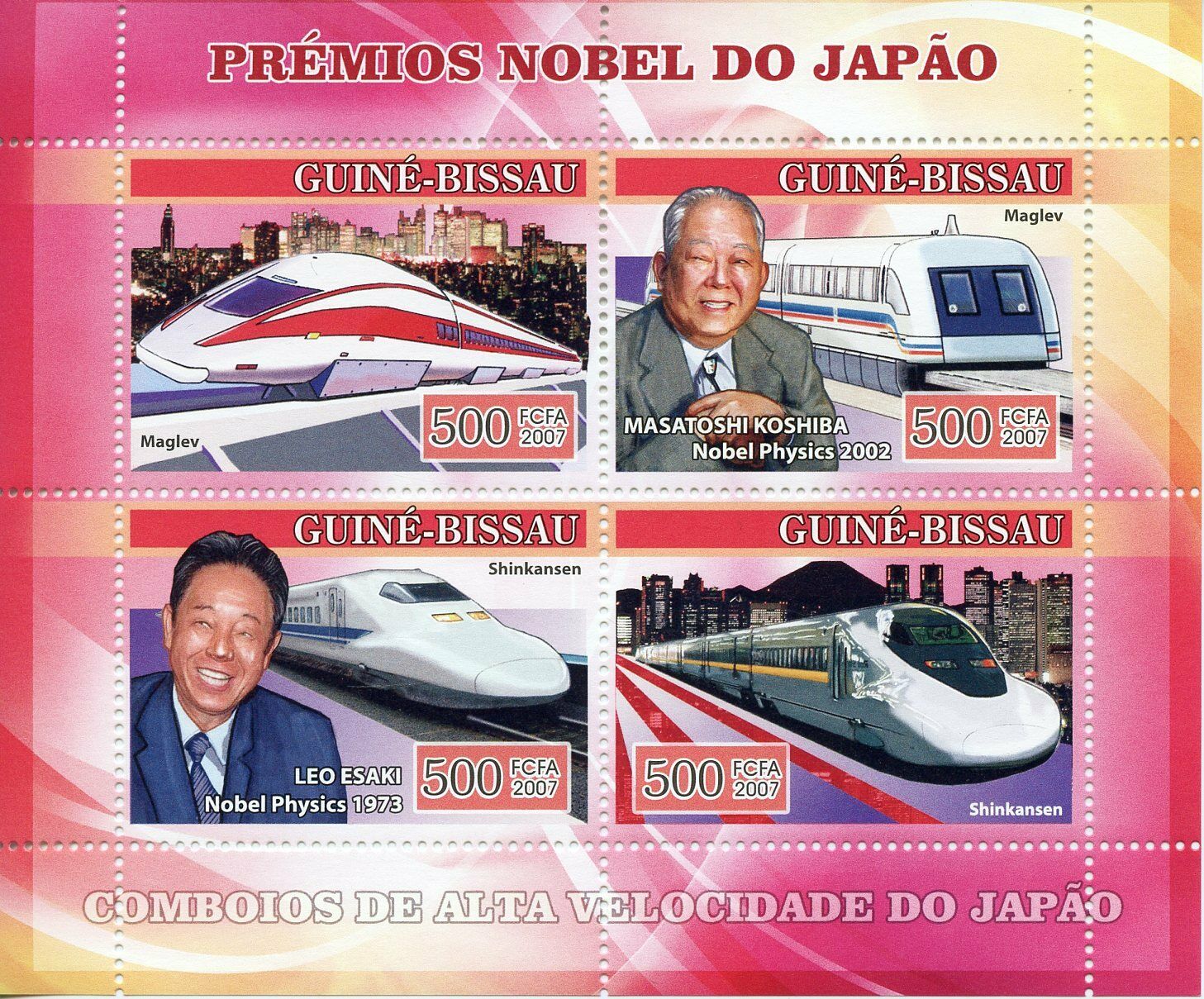 Guinea-Bissau Trains Stamps 2007 MNH Nobel Prize Winners Physics Railways 4v M/S