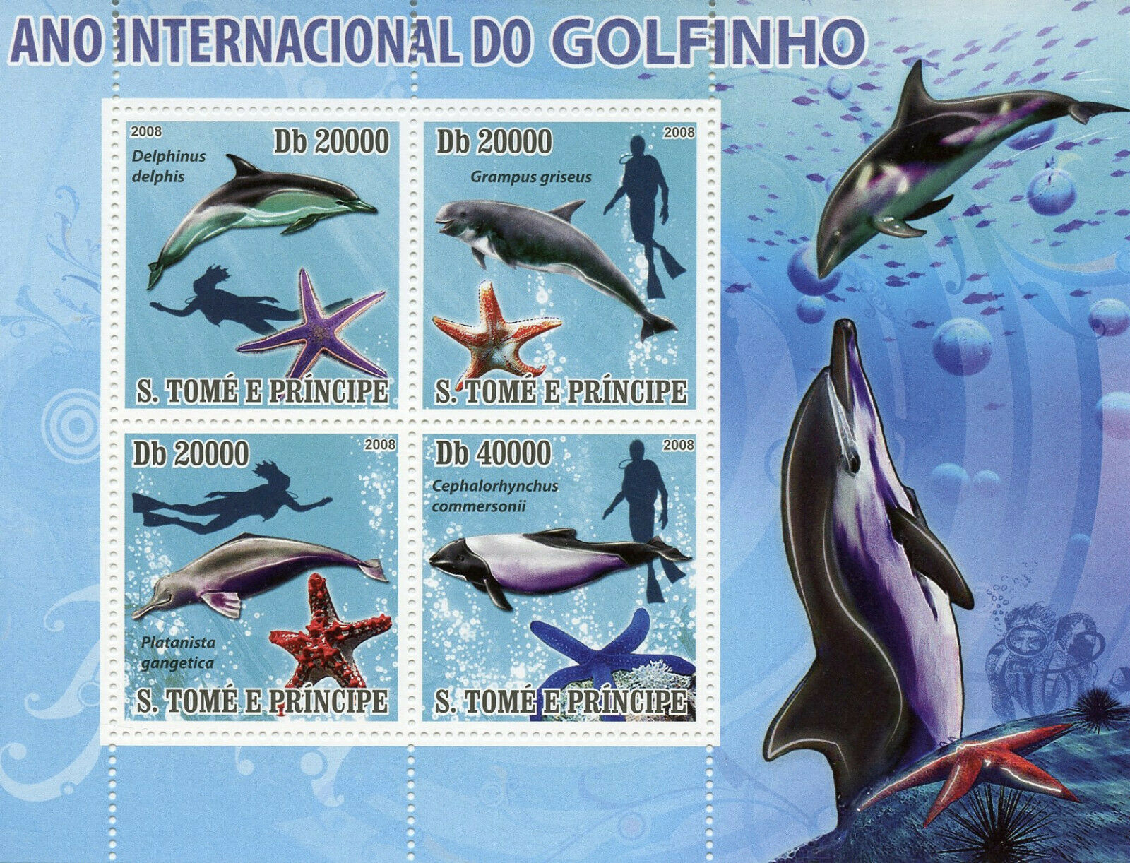 Sao Tome & Principe Dolphins Stamps 2008 MNH Intl Year of Dolphin Marine 4v M/S