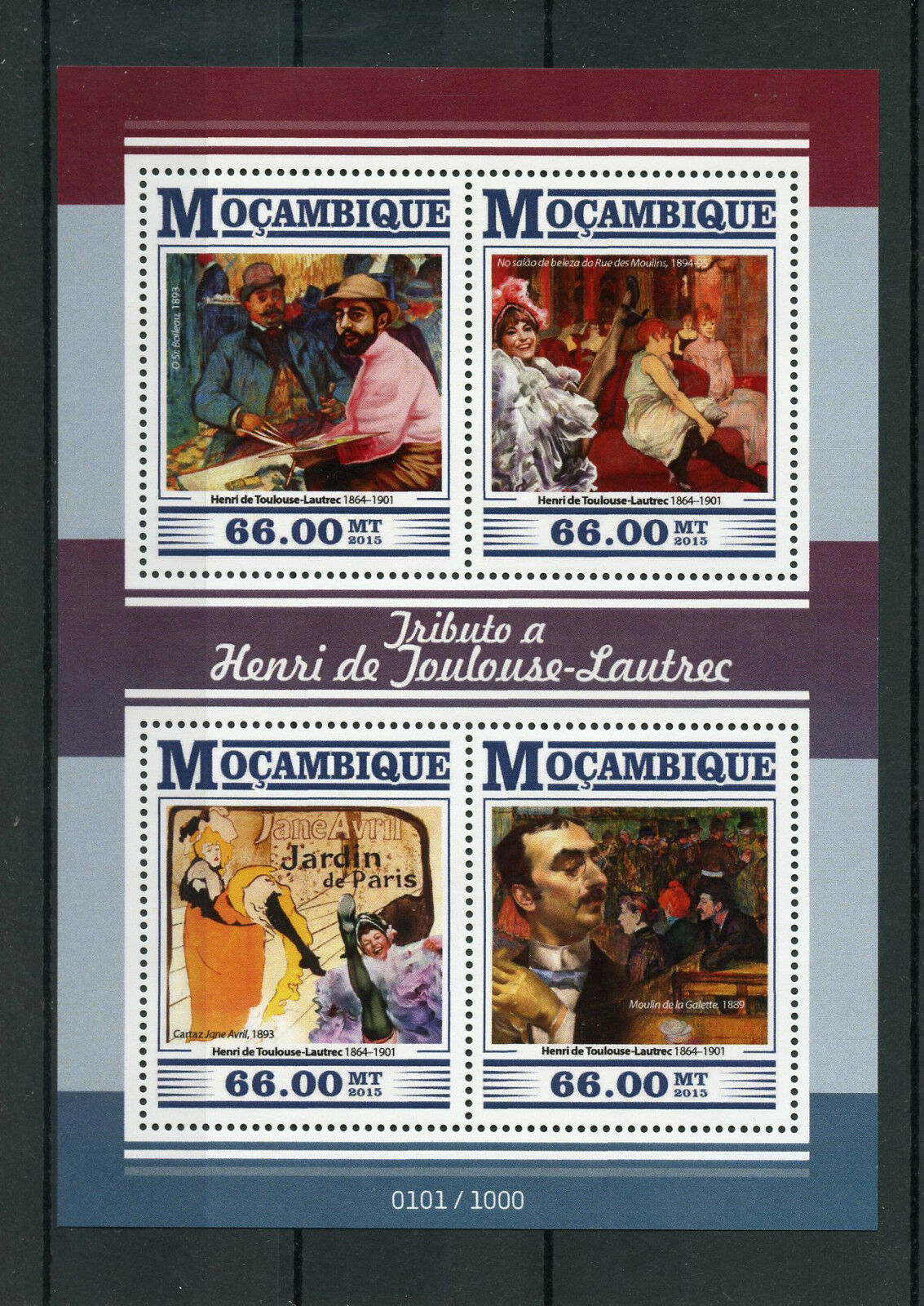 Mozambique 2015 MNH Henri de Toulouse-Lautrec 4v M/S Jane Avril Mr Boileau