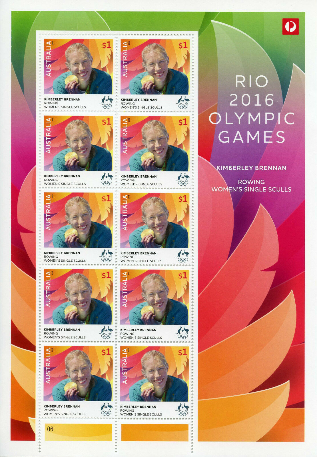 Australia 2016 MNH Rio Olympics Gold Medal Kimberley Brennan 10v M/S Stamps