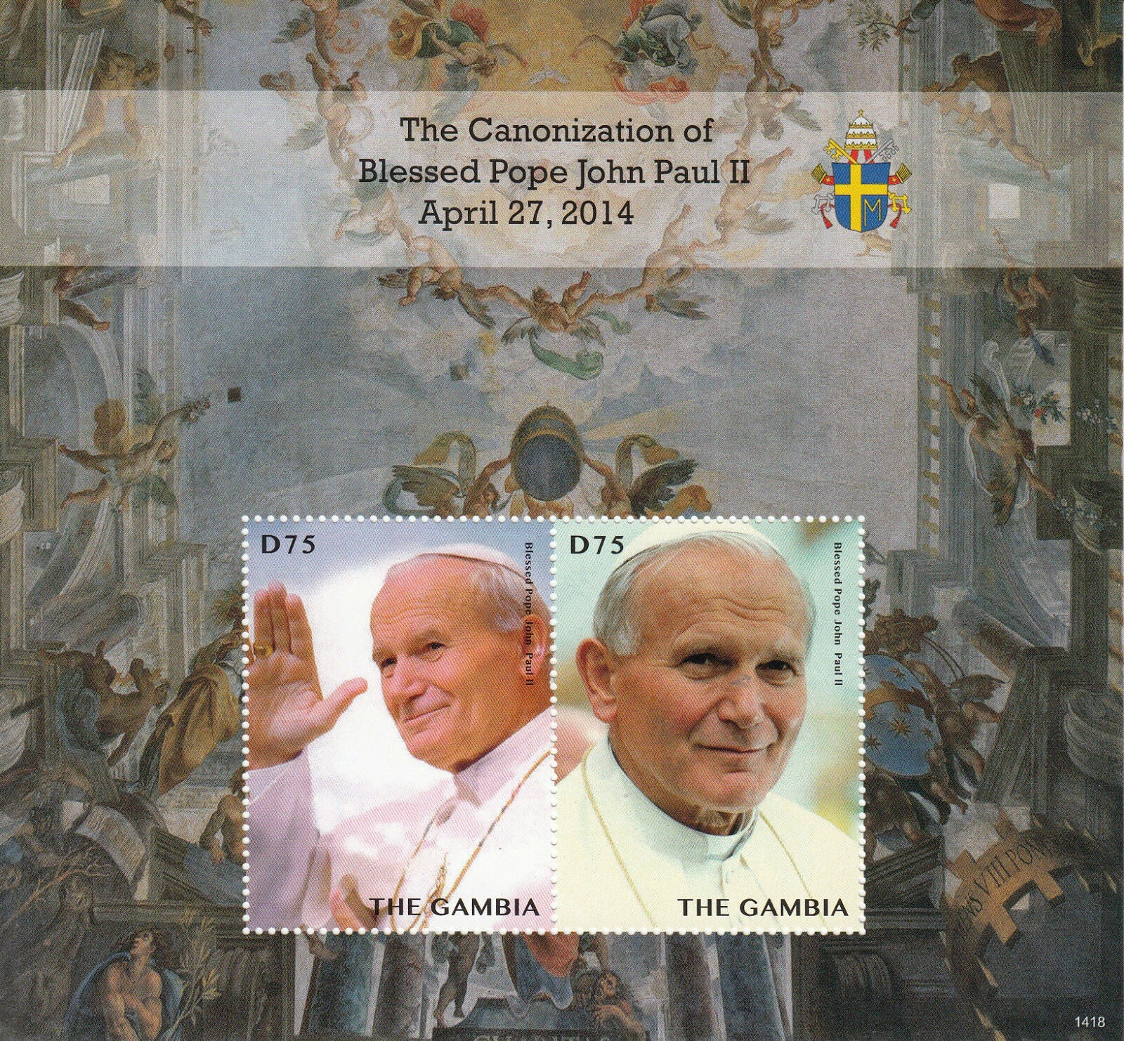 Gambia 2014 MNH Religion Stamps Canonization Blessed Pope John Paul II 2v S/S II
