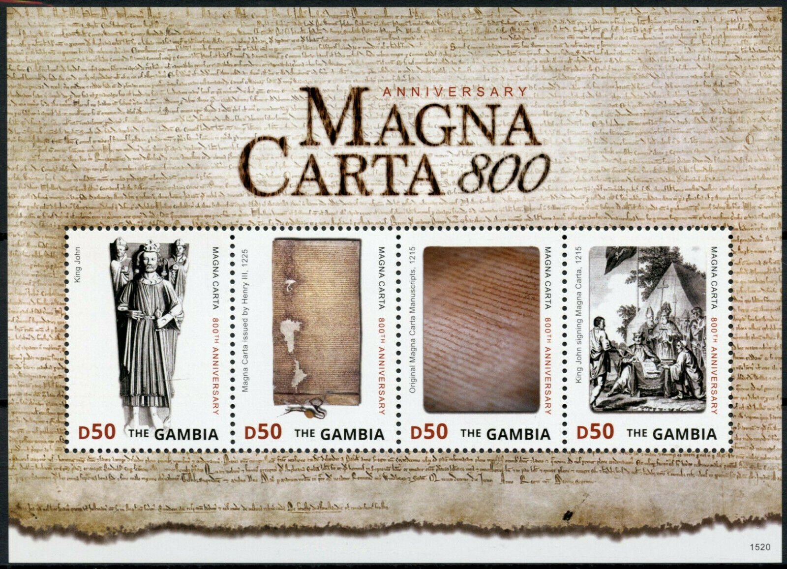 Gambia 2015 MNH Historical Events Stamps Magna Carta 800th Octocentenary King John 4v M/S