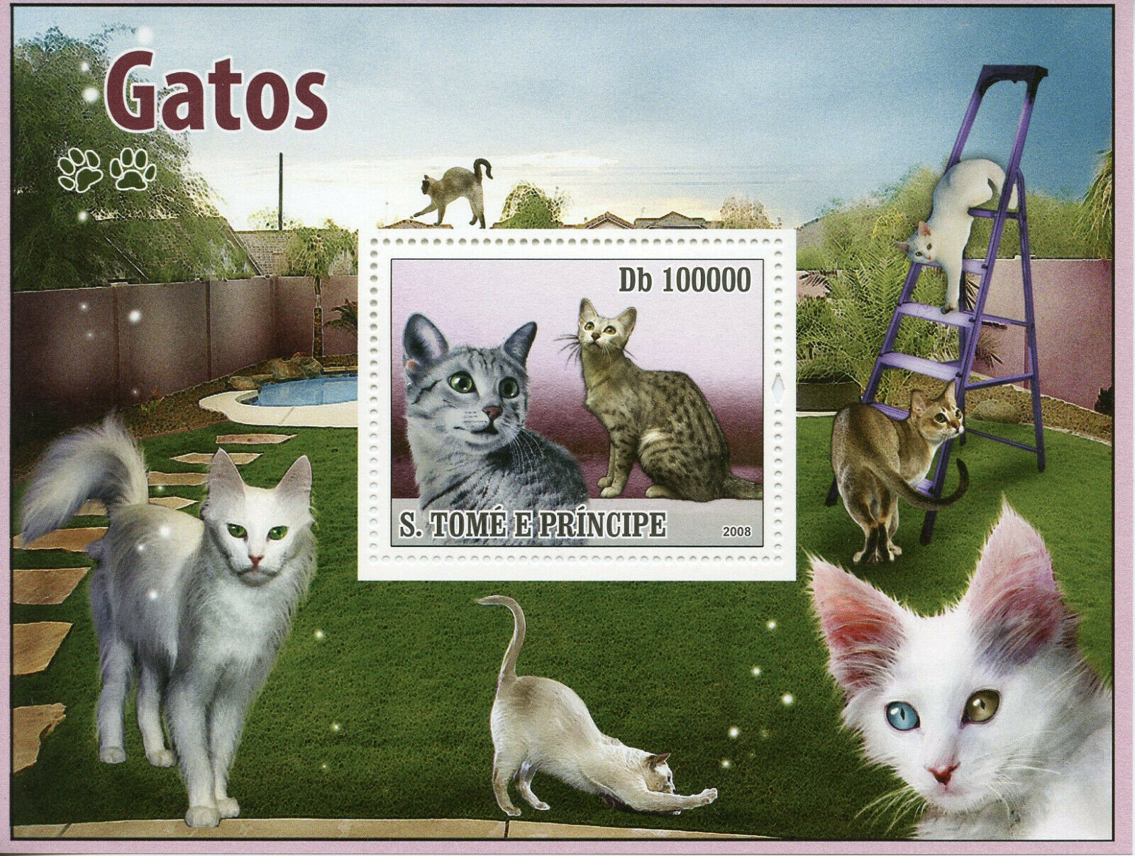 Sao Tome & Principe Cats Stamps 2008 MNH Pets Domestic Animals 1v S/S