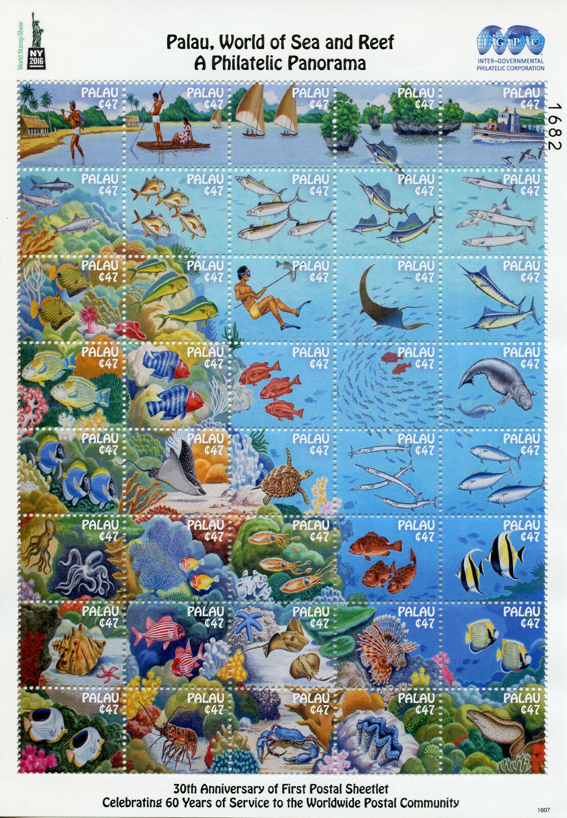 Palau 2016 MNH World of Sea & Reef Phil Panorama NY2016 40v MS Fish Coral Stamps