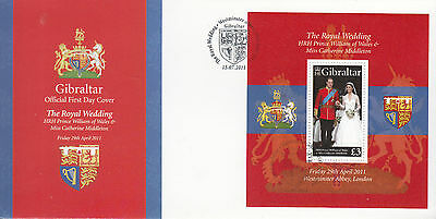 Gibraltar 2011 FDC Royal Wedding 1v Sheet Prince William Catherine Middleton
