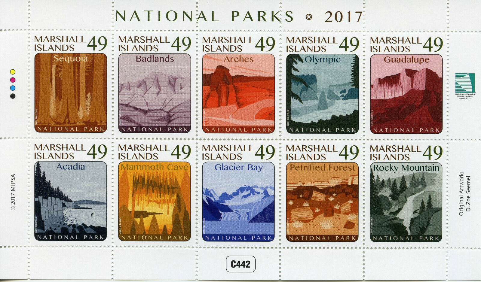 Marshall Islands 2017 MNH National Parks Acadia 10v M/S Tourism Mountains Stamps
