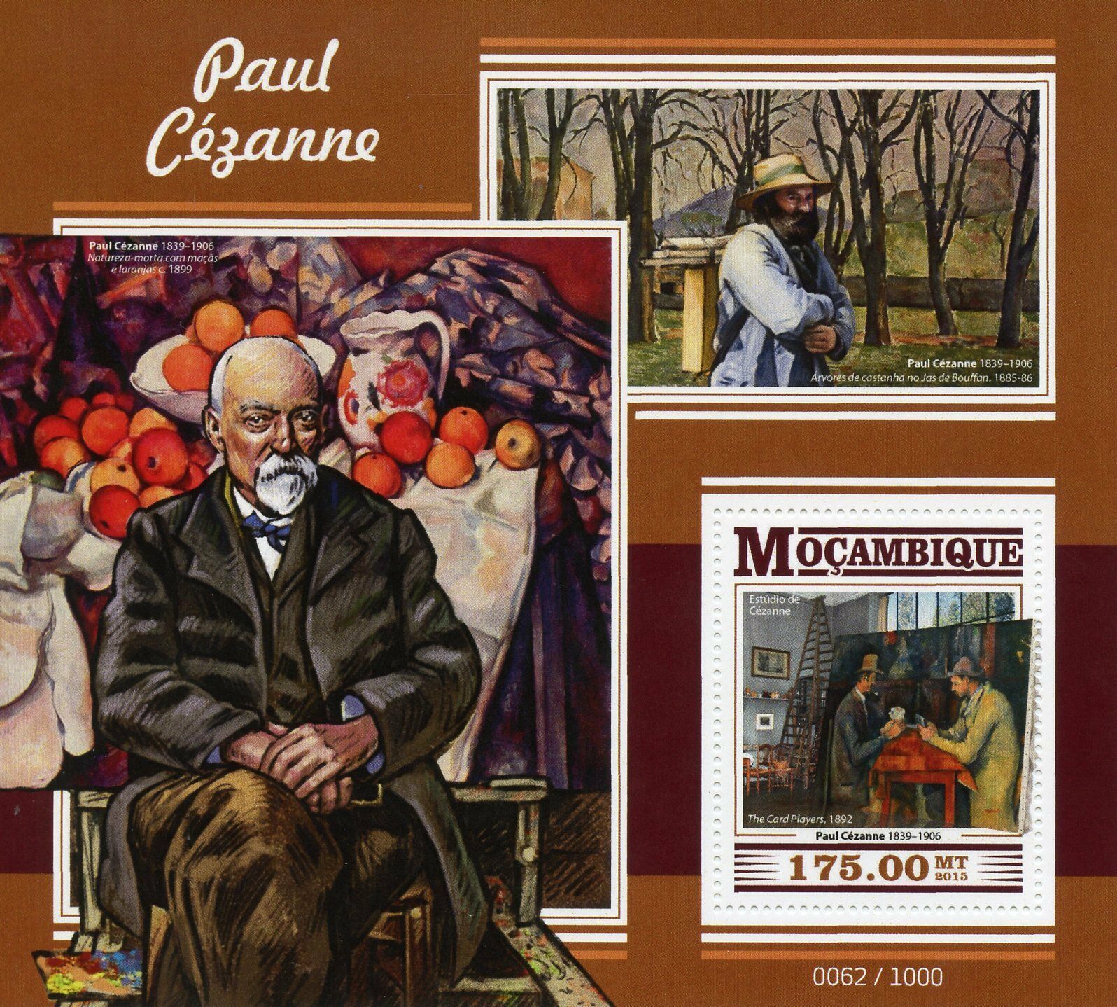 Mozambique 2015 MNH Paul Cezanne 1v S/S Art Paintings Card Players