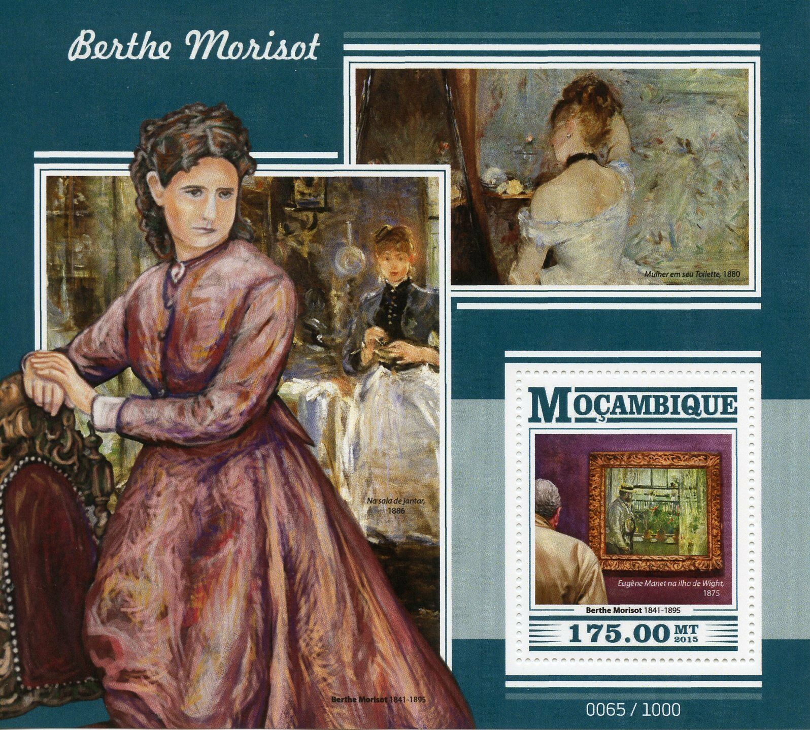 Mozambique 2015 MNH Berthe Morisot 1v S/S Eugene Manet Isle of Wight