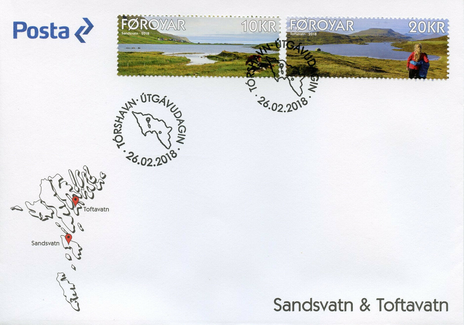 Faroes Faroe Islands 2018 FDC Sandsvatn & Toftavatn 2v Cover Tourism Cows Stamps