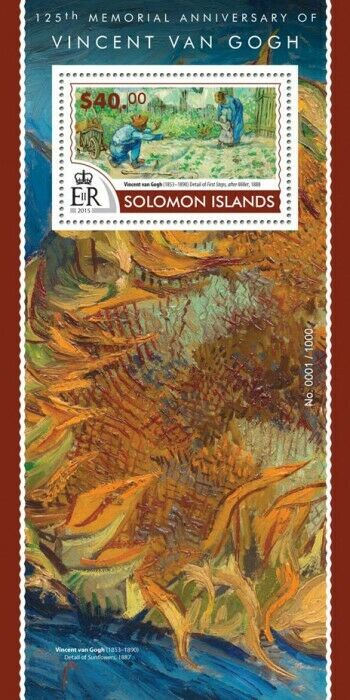 Solomon Islands 2015 MNH Art Stamps Vincent Van Gogh Sunflowers Paintings 1v S/S