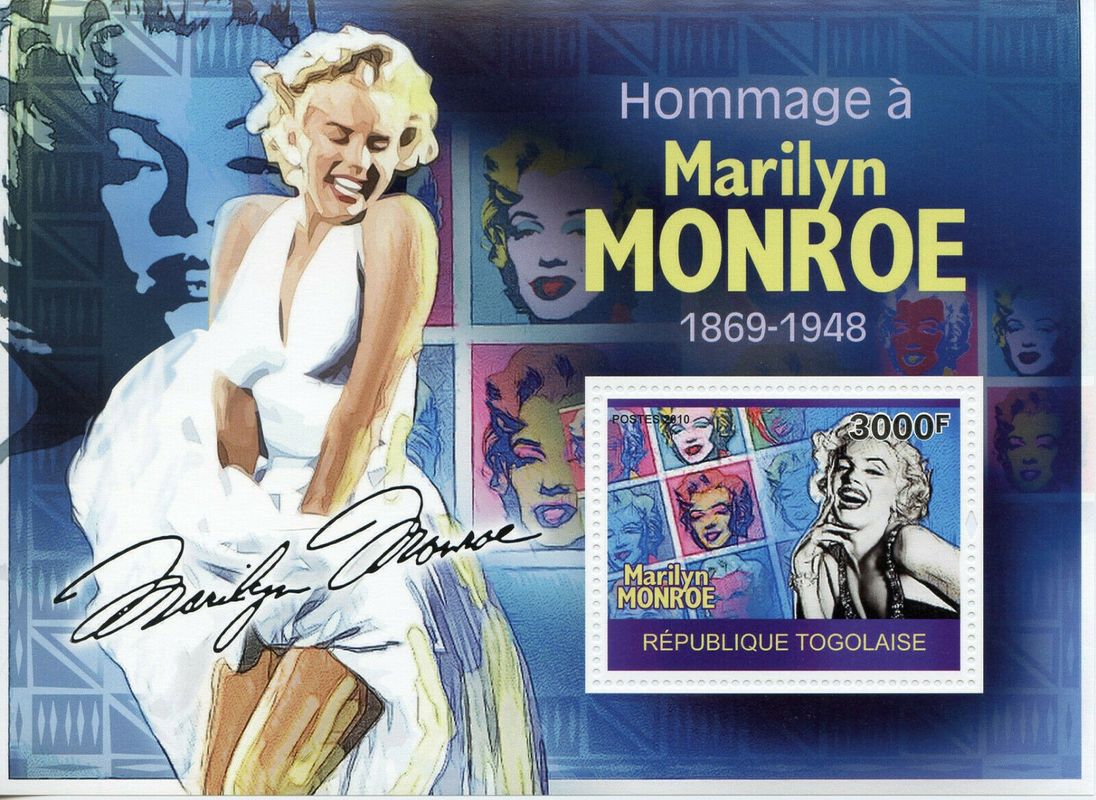Togo Marilyn Monroe Stamps 2010 MNH Famous People Celebrities 1v S/S