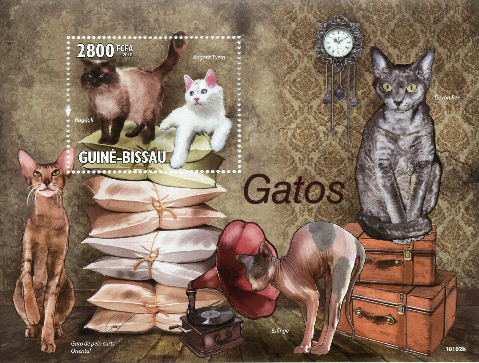 Guinea-Bissau Cats Stamps 2010 MNH Turkish Angora Ragdoll Devon Rex Cat 1v S/S