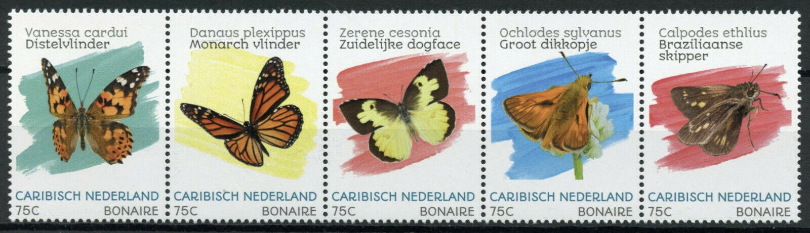 Bonaire Caribbean Netherlands Butterflies Stamps 2020 MNH Butterfly 5v Strip