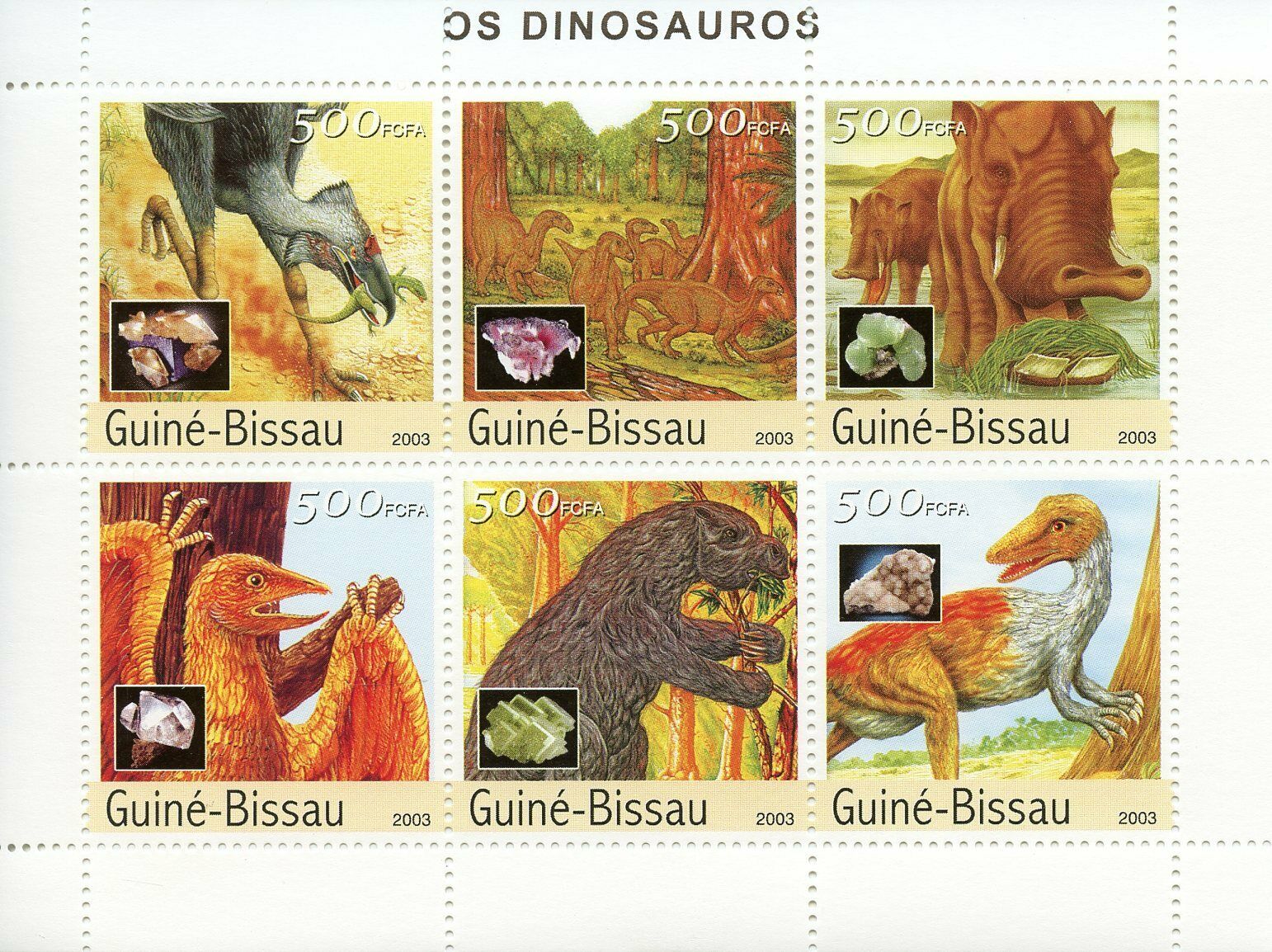Guinea-Bissau Dinosaurs Stamps 2003 MNH Dinosaur Prehistoric Animals 6v M/S