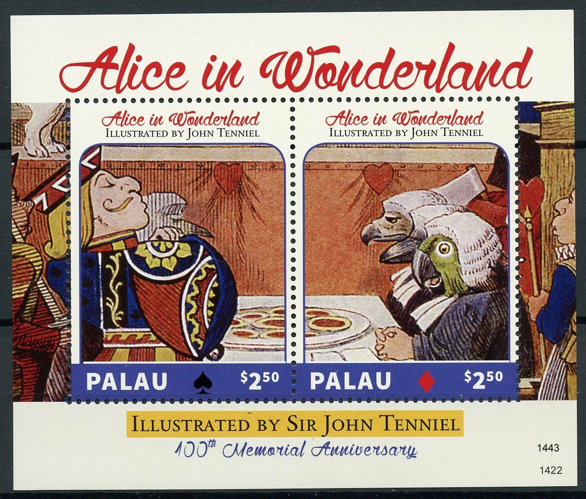 Palau 2014 MNH Stamps Alice in Wonderland Sir John Tenniel 100th Mem 2v S/S II