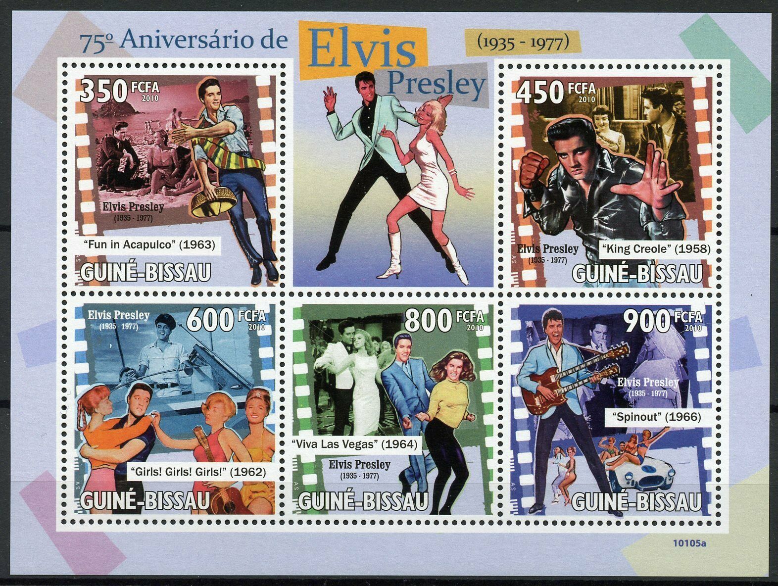 Guinea-Bissau Elvis Presley Stamps 2010 MNH Famous People Celebrities 5v M/S