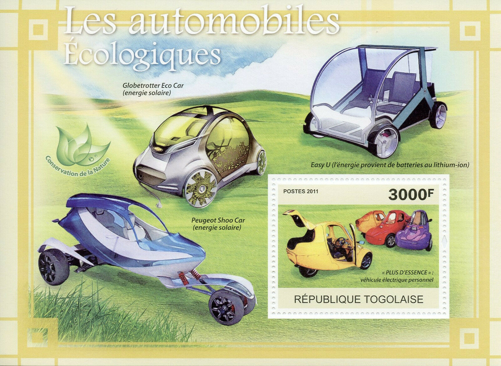 Togo Cars Stamps 2011 MNH Ecological Vehicles Easy U Peugeot Shoo Car 1v S/S