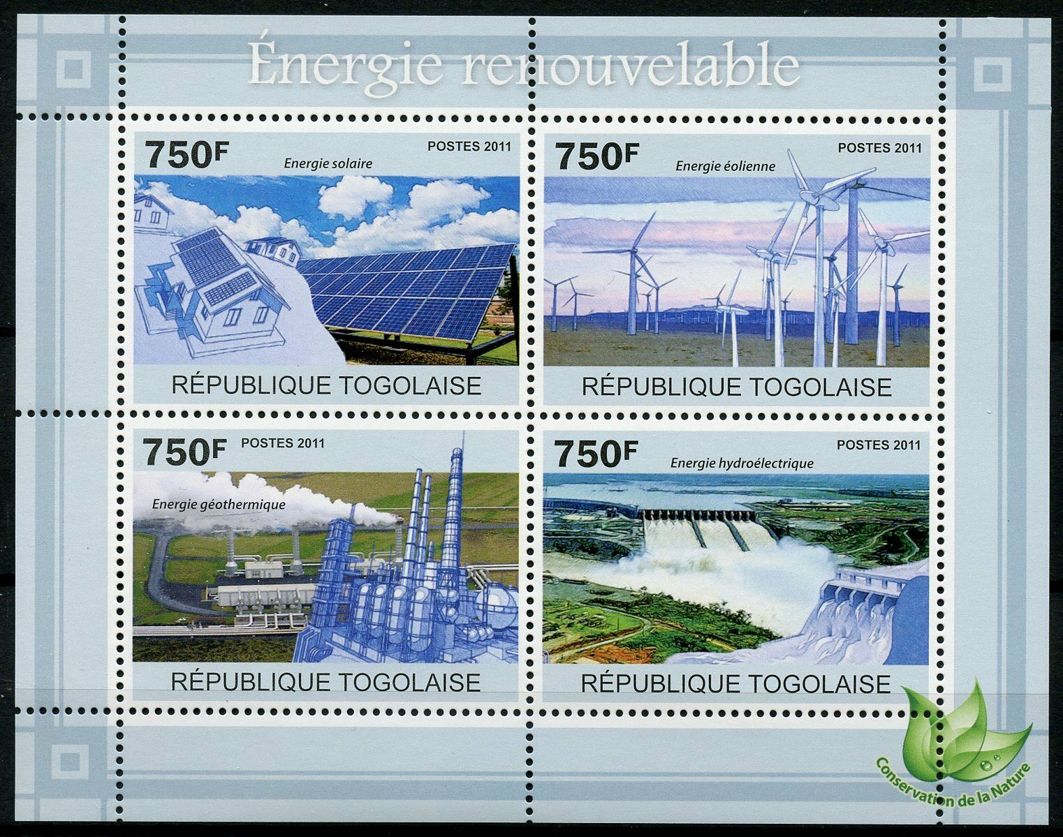 Togo Science Stamps 2011 MNH Renewable Energy Solar Environment 4v M/S