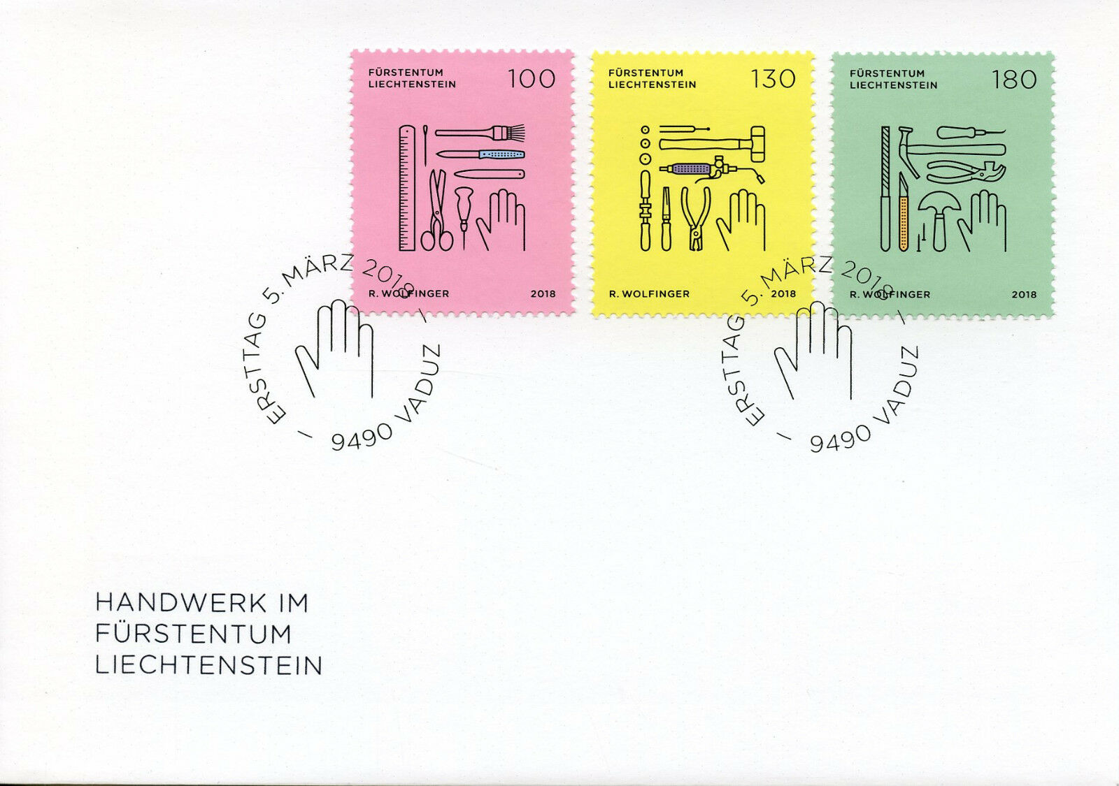 Liechtenstein 2018 FDC Trades & Crafts II Bookbinder Cobbler 3v Set Cover Stamps