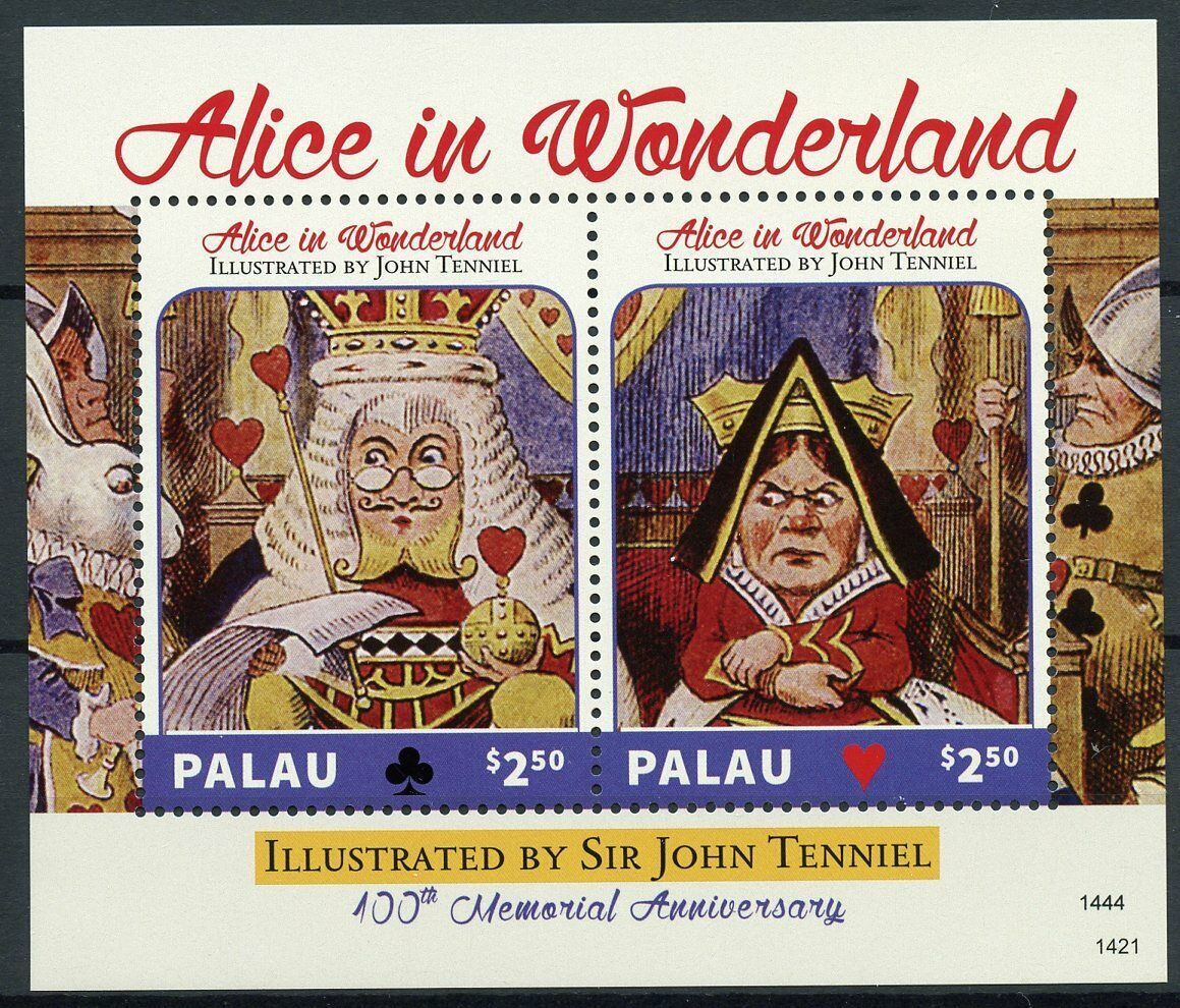 Palau 2014 MNH Literature Stamps Alice in Wonderland Sir John Tenniel 2v S/S I