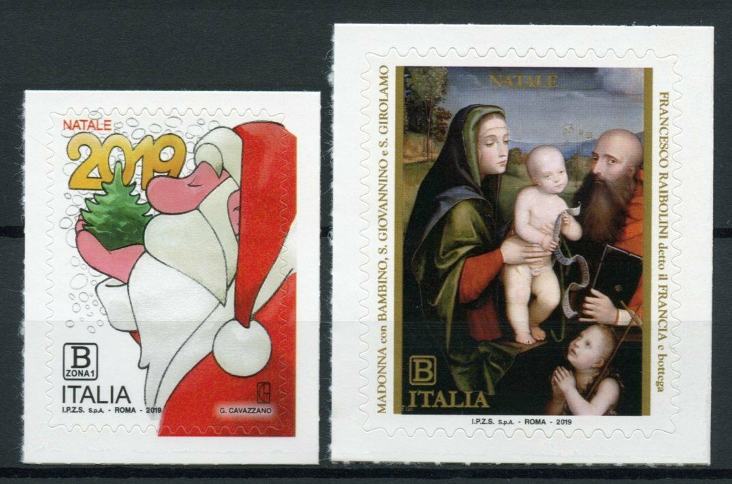 Italy Christmas Stamps 2019 MNH Santa Madonna & Child Art Paintings 2v S/A Set