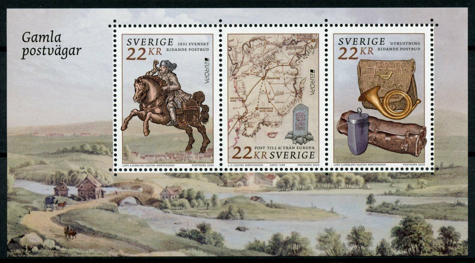 Sweden Europa Stamps 2020 MNH Ancient Postal Routes Services Horses 3v M/S