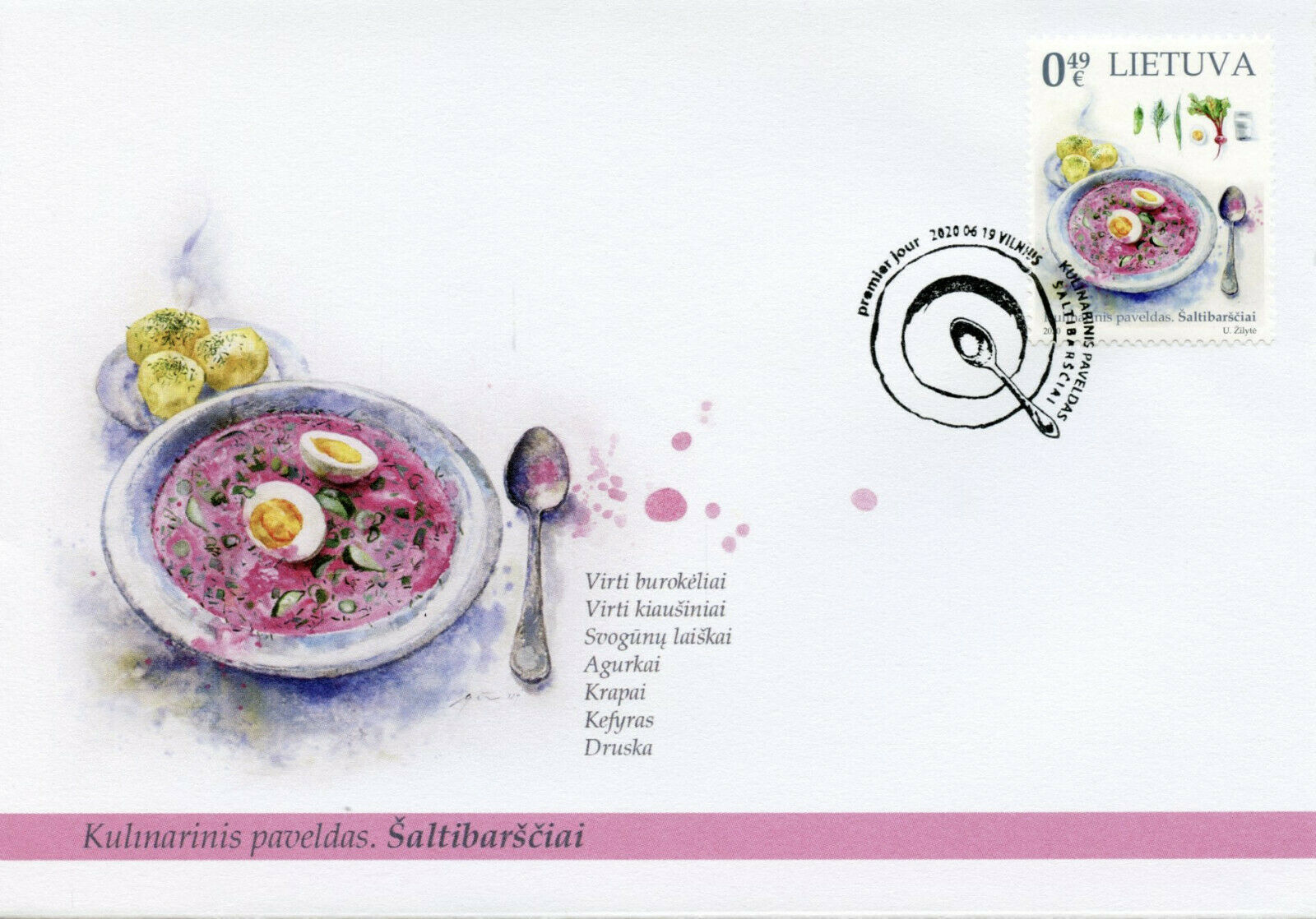 Lithuania Gastronomy Stamps 2020 FDC Cold Pink Lithuanian Soup Cultures 1v Set