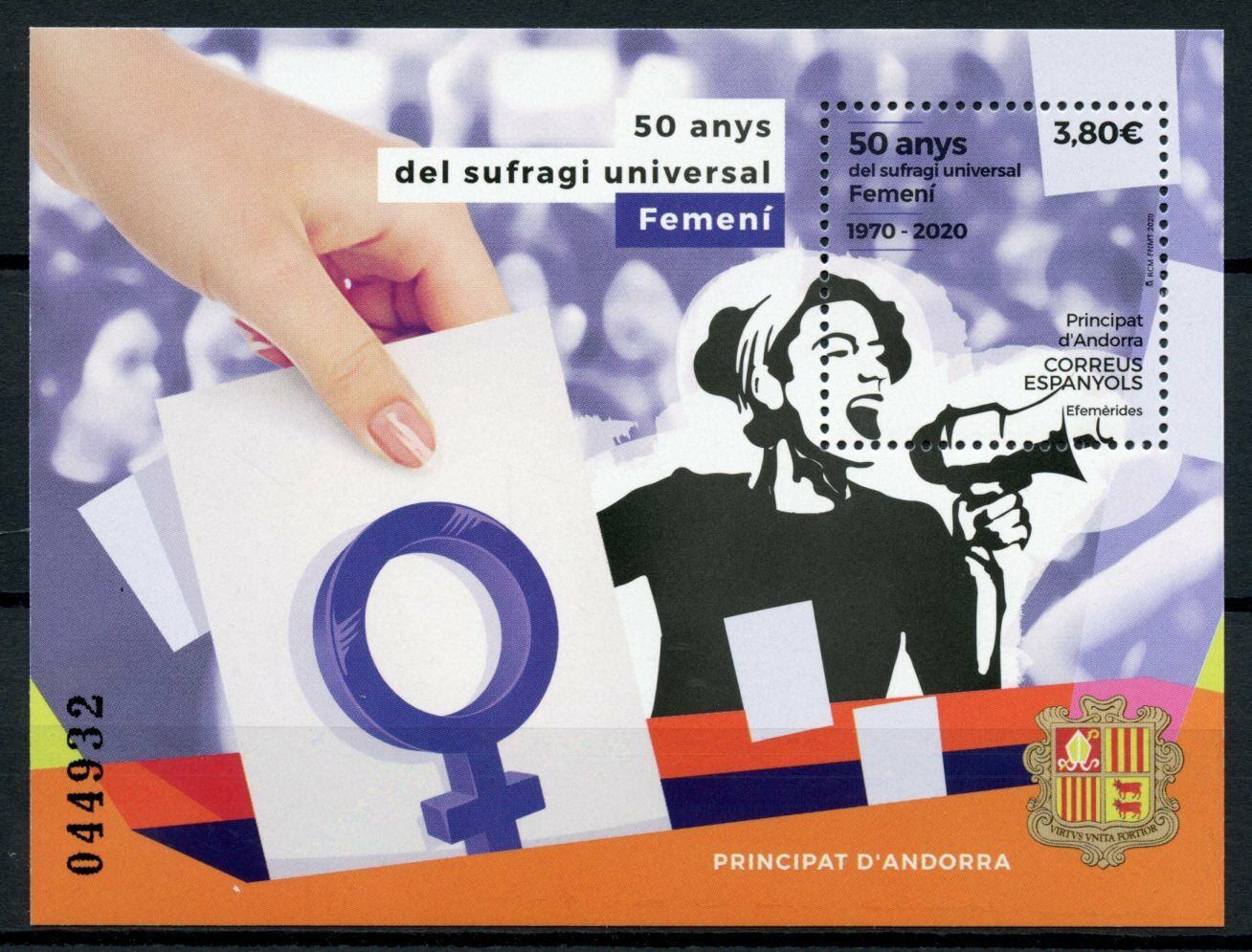 Spanish Andorra Stamps 2020 MNH Universal Women's Suffrage Right to Vote 1v M/S