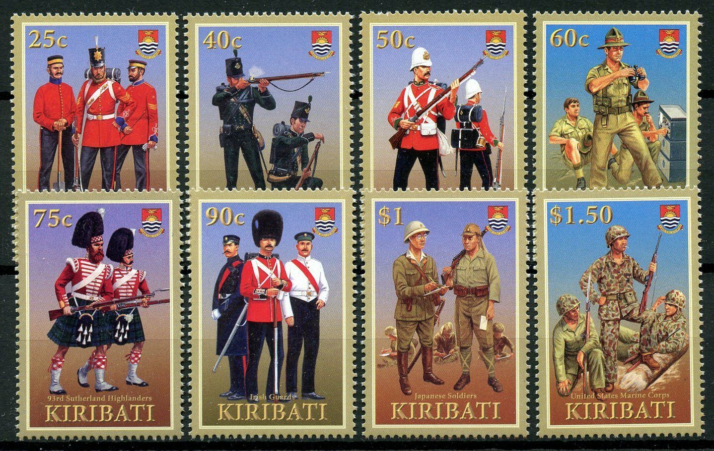 Kiribati 2007 MNH Military Uniforms Stamps US Marine Corps Irish Guards 8v Set