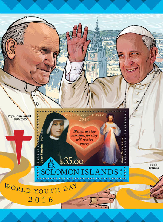 Solomon Islands 2016 MNH World Youth Day 1v S/S Pope John Paul II Francis Stamps