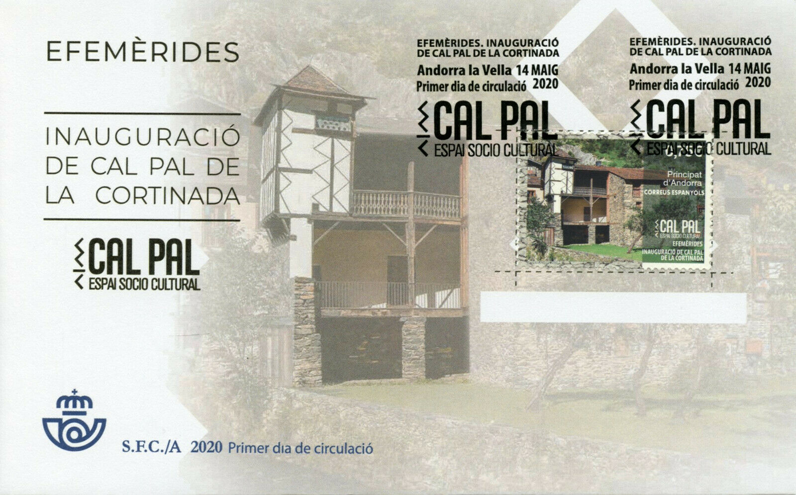 Spanish Andorra Architecture Stamps 2020 FDC Cal Pal Opening La Cortinada 1v Set