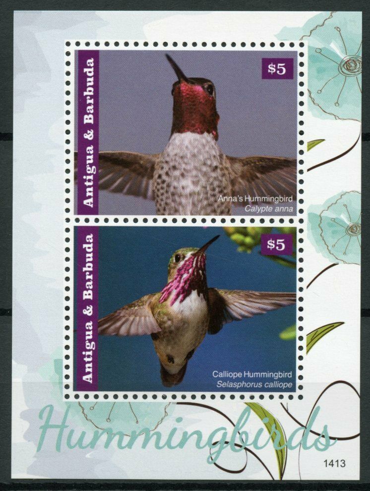 Antigua & Barbuda Birds on Stamps 2014 MNH Hummingbirds Hummingbird 2v S/S I