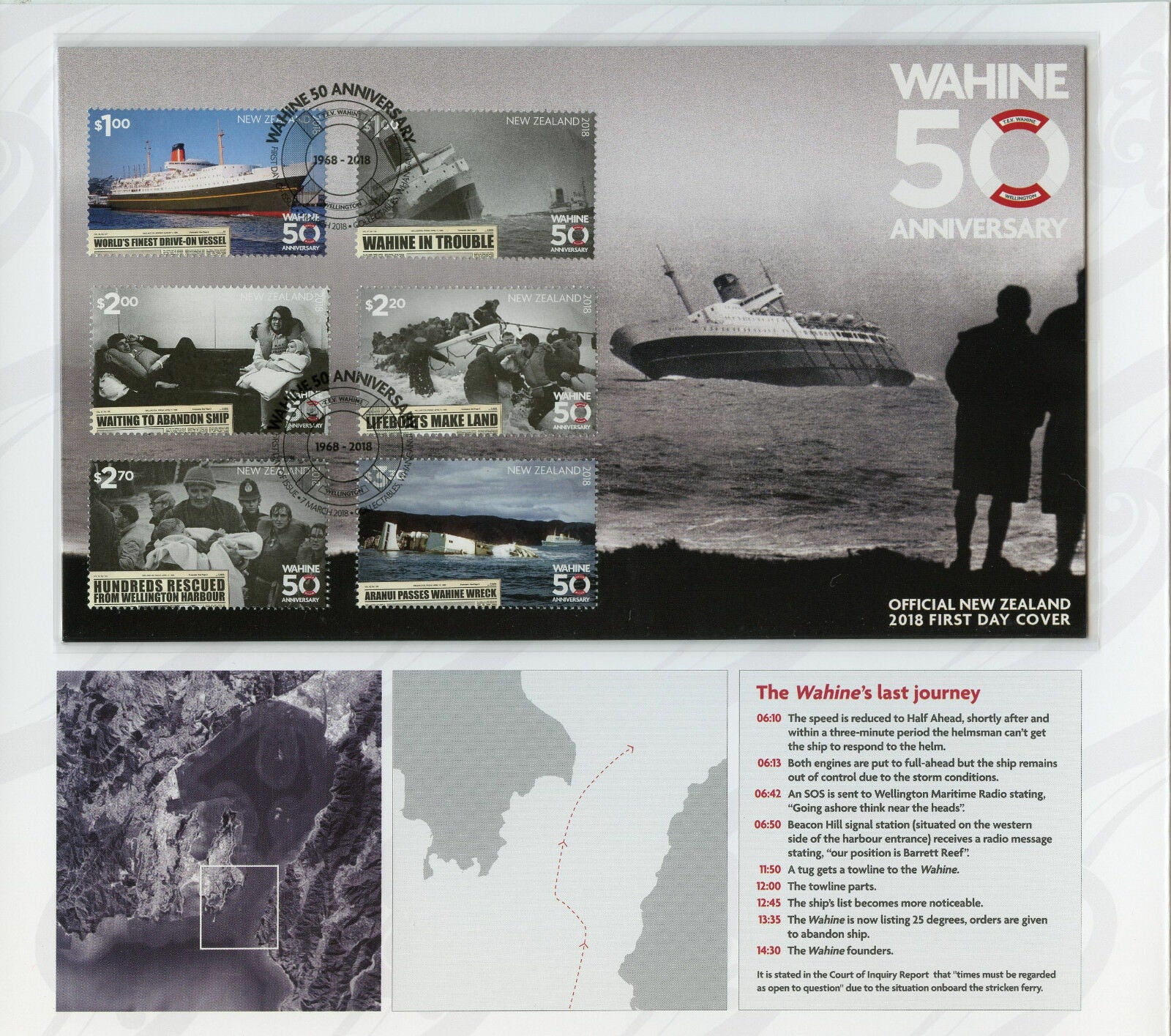 New Zealand NZ 2018 MNH FDC Wahine 50th Anniv 6v Set M/S Pres Pack Ships Stamps