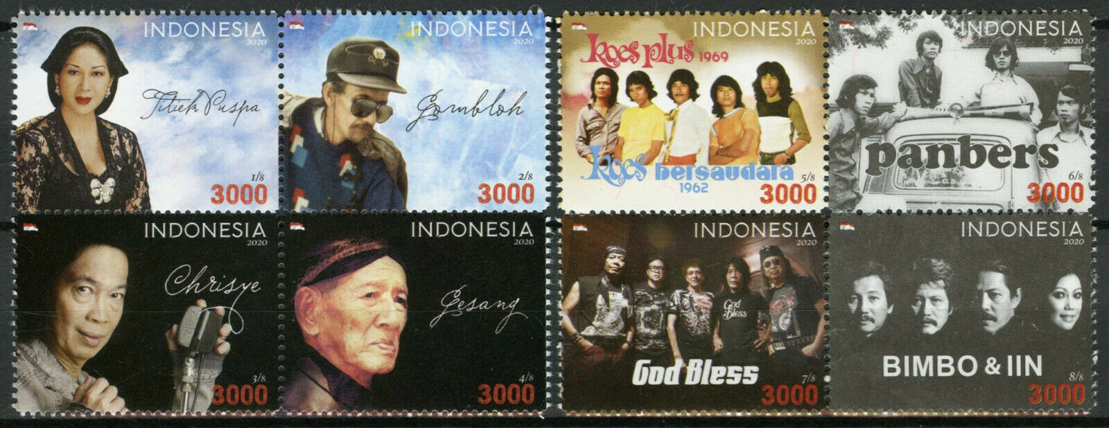 Indonesia Music Stamps 2020 MNH Singers Musicians Panbers Koes Plus 2x 4v Block