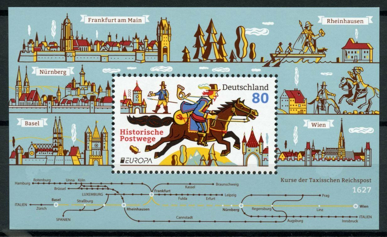Germany Europa Stamps 2020 MNH Ancient Postal Routes Services Horses 1v M/S