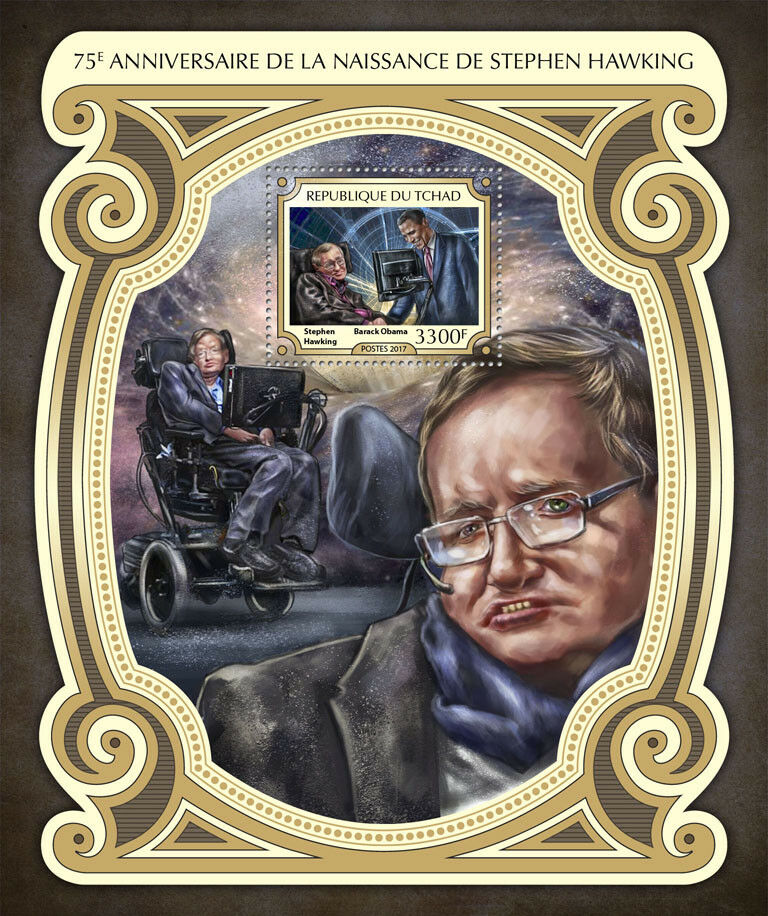 Chad 2017 MNH Stephen Hawking 75th Birthday Barack Obama 1v S/S Physics Stamps