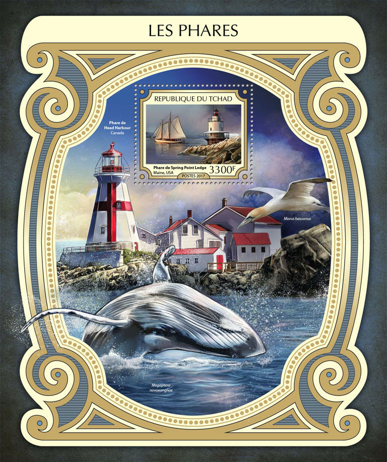 Chad Lighthouses Stamps 2017 MNH Spring Point Ledge Lighthouse Ships 1v S/S