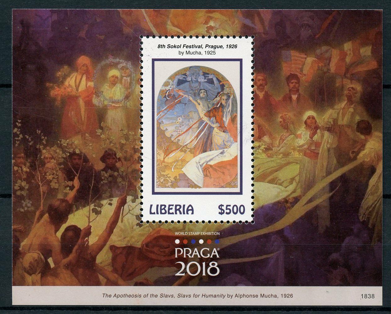 Liberia 2018 MNH Art Stamps Praga 2018 Alphonse Mucha Paintings 1v S/S II