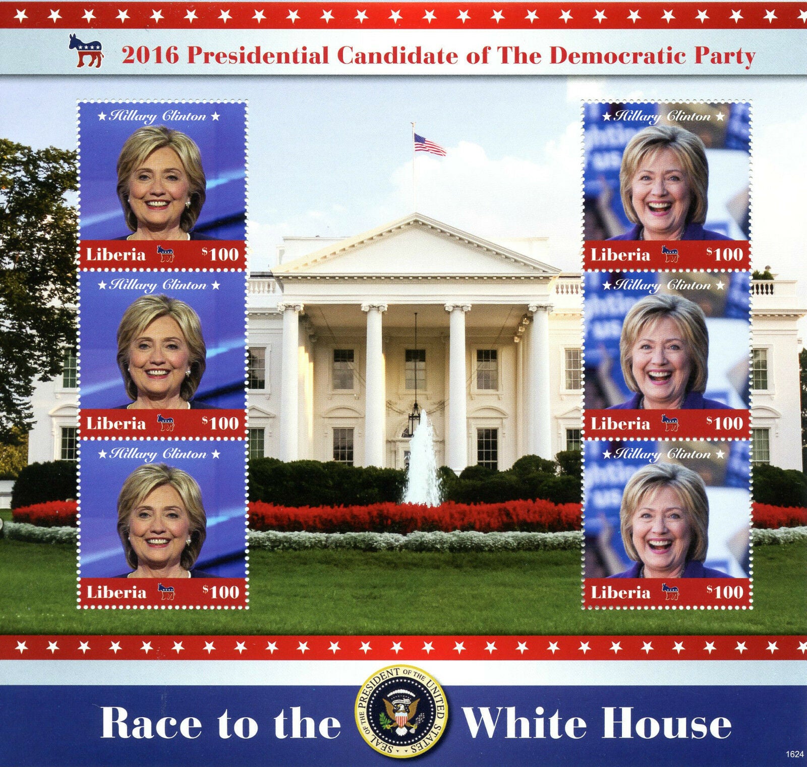 Liberia 2016 MNH Hillary Clinton Democratic Party 6v M/S US Presidents Stamps