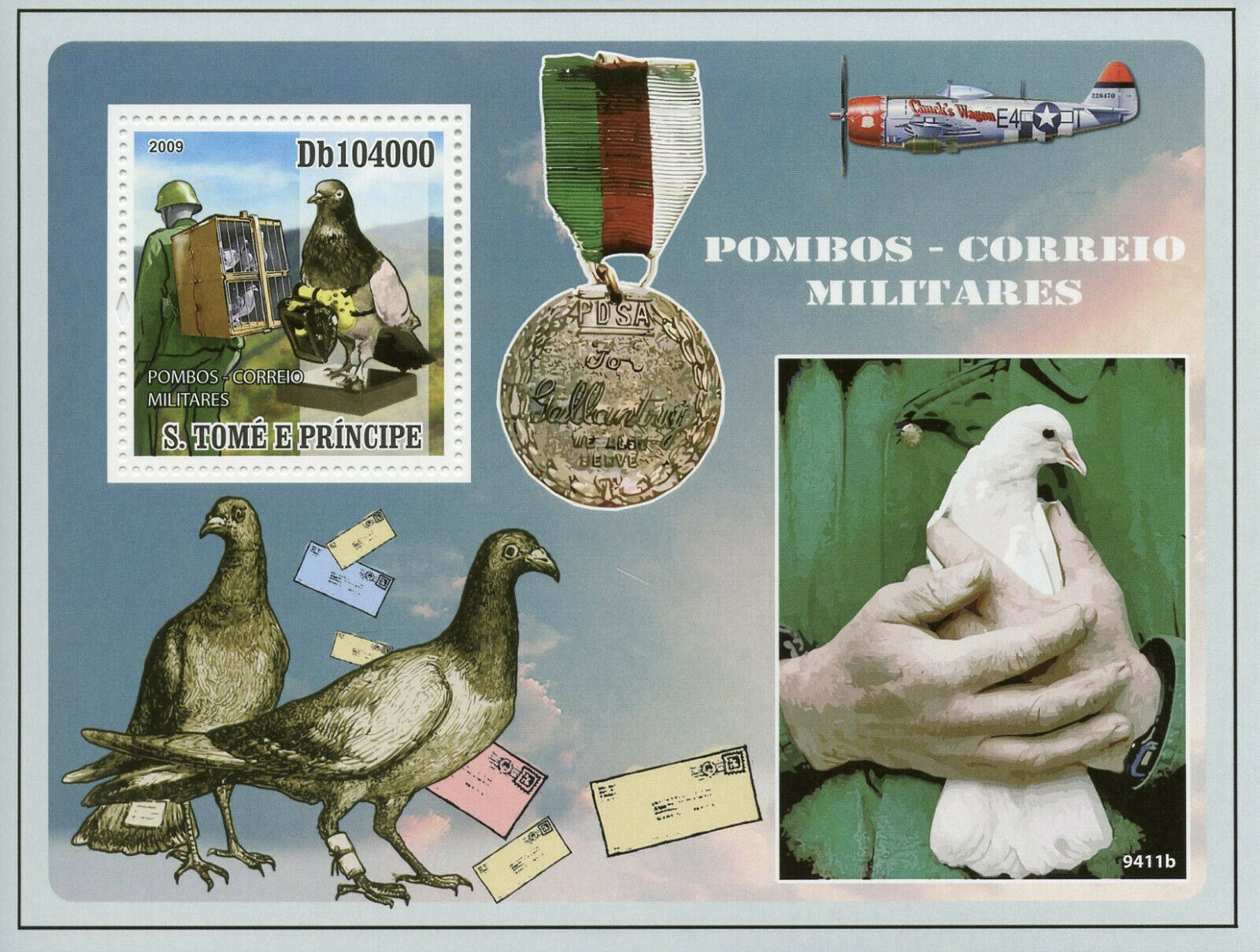 Sao Tome & Principe Military & War Stamps 2009 MNH Carrier Pigeons Birds 1v S/S