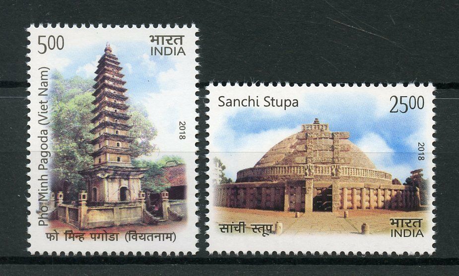 India 2018 MNH Ancient Architecture JIS Vietnam Pagodas Stupa 2v Set Stamps