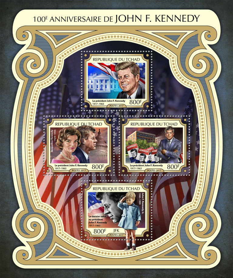 Chad JFK Stamps 2017 MNH John F Kennedy 100th Birthday US Presidents 4v M/S