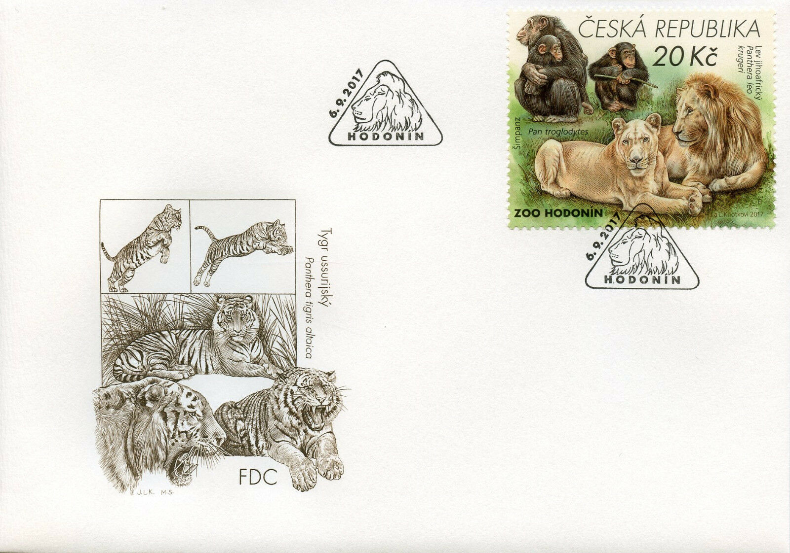 Czech Republic 2017 FDC Zoos II Hodonin Zoo Lions Monkeys 1v Set Cover II Stamps