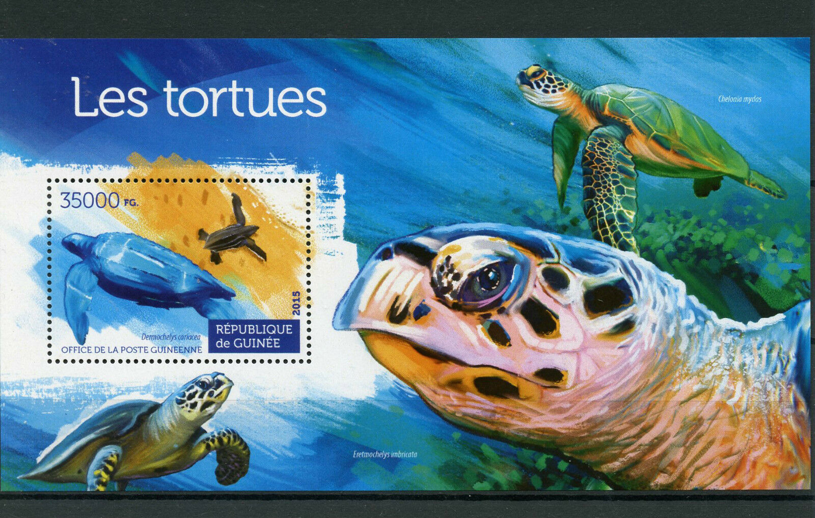 Guinea 2015 MNH Turtles 1v S/S Marine Reptiles Fauna Tortues