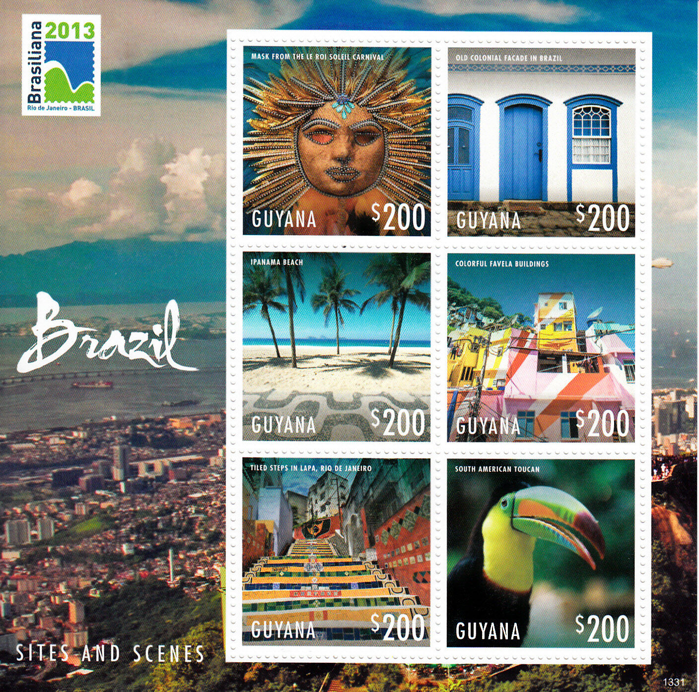 Guyana 2013 MNH Brazil Sites & Scenes Brasiliana 6v M/S Tourism Birds Stamps