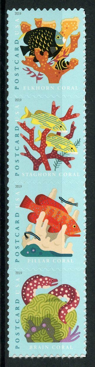 USA Fish Stamps 2019 MNH Coral Reefs Corals Fishes 4v S/A Strip