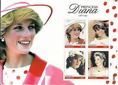 Tanzania Royalty Stamps 2010 MNH Princess Diana Memorial 1961-1997 4v M/S II